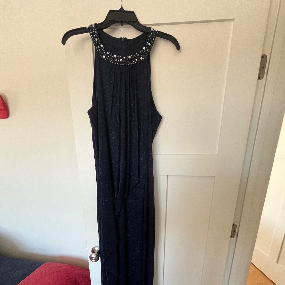 SLNY Navy floor Length Dress